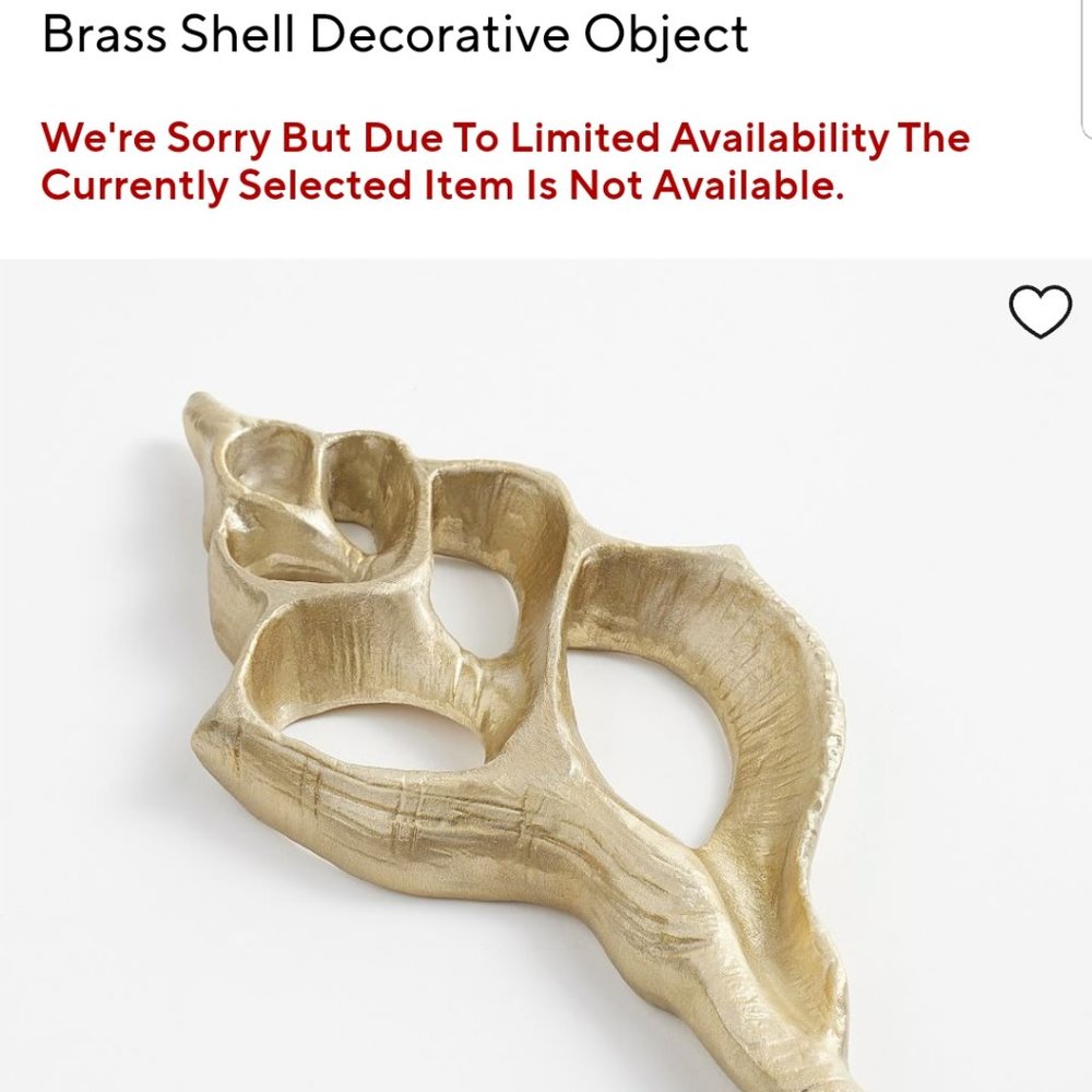 Coastal Pottery Barn Brass Shell Decorative Object